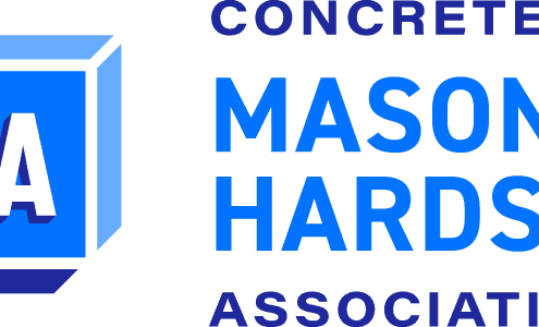 Logo of Concrete Masonry & Hardscapes Association (CMHA) in blue and white.
