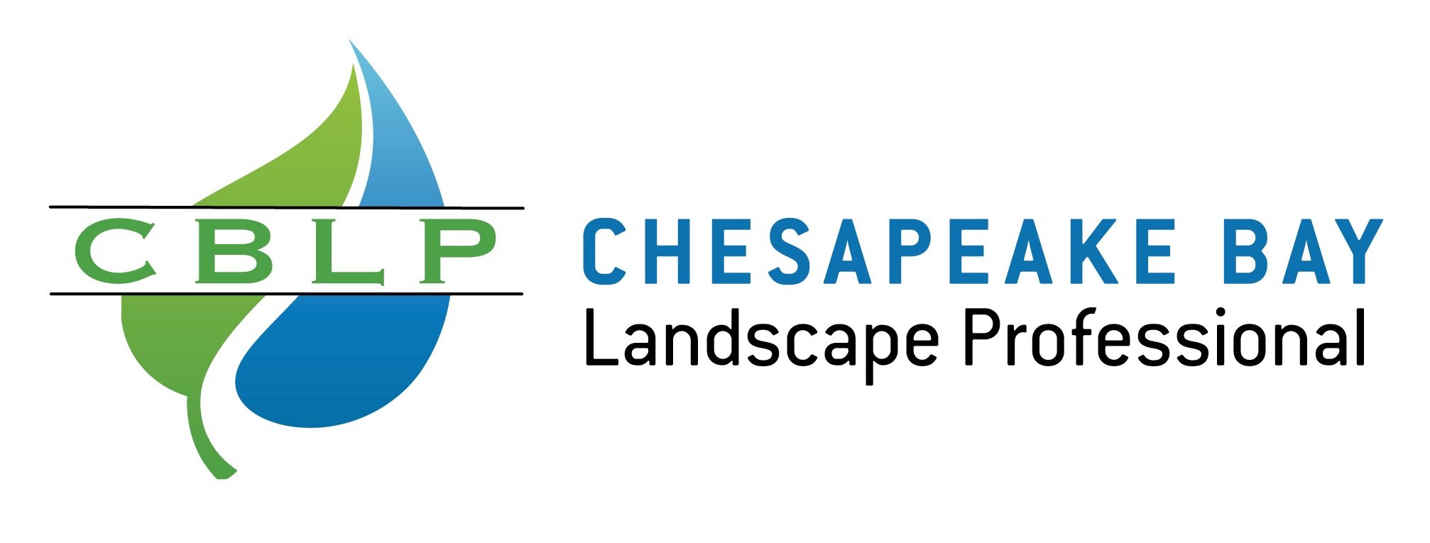 Logo of Chesapeake Bay Landscape Professional with a green and blue leaf design and CBLP acronym.