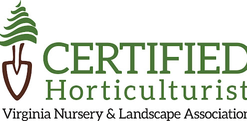 Certified Horticulturist logo of Virginia Nursery & Landscape Association with tree and shovel design.