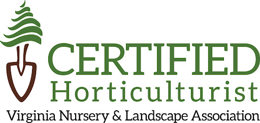 Certified Horticulturist logo of Virginia Nursery & Landscape Association with tree and shovel design.
